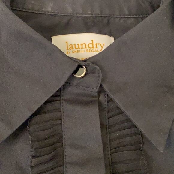 Laundry by Shelli Segal Women’s Size 4 Black Lace Long Sleeve Hidden Button Top - Picture 2 of 16